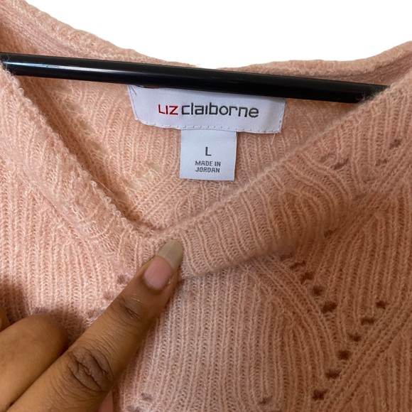LIZ CLAIBORNE ROSE QUARTZ WOMEN'S LONG SLEEVE PULLOVER  SWEATER BOAT NECK SIZE L - Picture 3 of 6